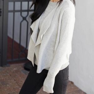 PINE Cashmere Open Draped Cardigan - Light Grey - Size Medium